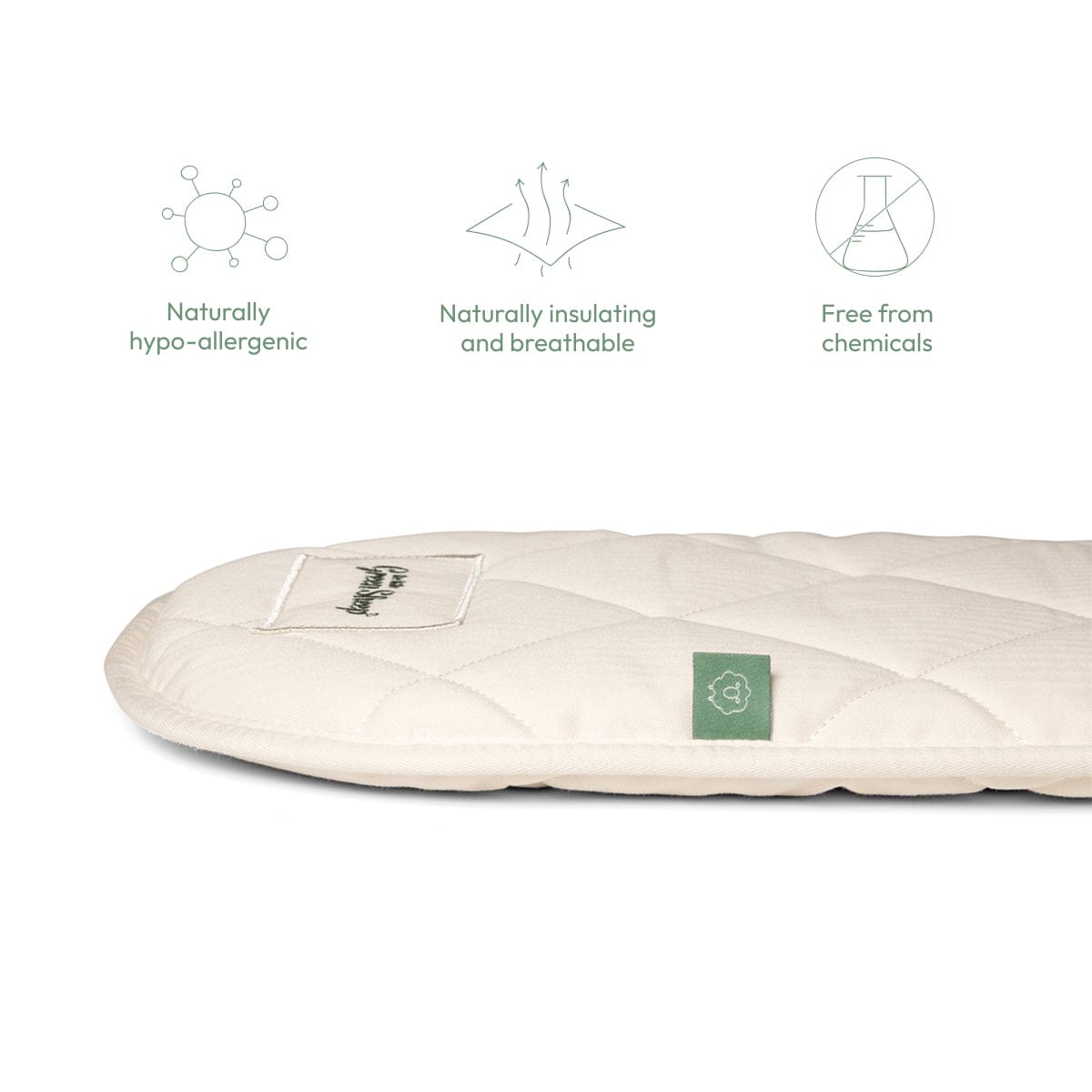 Little Green Sheep Natural Carrycot Mattress to fit Silver Cross Compact Folding Carrycot