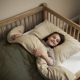 Little Green Sheep Reversible Cot Bed Duvet Cover & Pillow Case Set in Juniper and Linen
