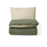 Little Green Sheep Reversible Cot Bed Duvet Cover & Pillow Case Set in Juniper and Linen