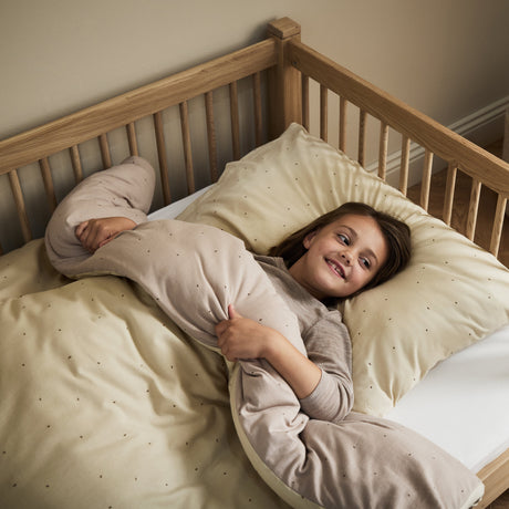 Little Green Sheep Reversible Cot Bed Duvet Cover & Pillow Case Set in Truffle with Cocoa Rice
