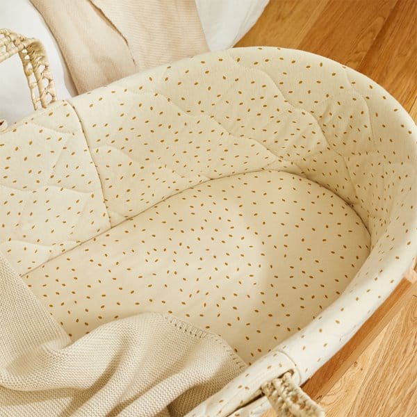 Little Green Sheep Organic Moses Basket Fitted Sheet - Linen Rice
