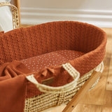 Little Green Sheep Organic Moses Basket Fitted Sheet - Terracotta Rice
