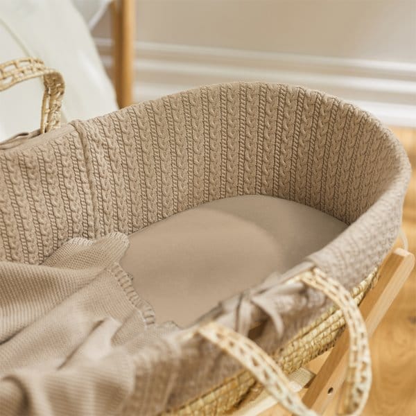 Little Green Sheep Organic Moses Basket Fitted Sheet - Truffle
