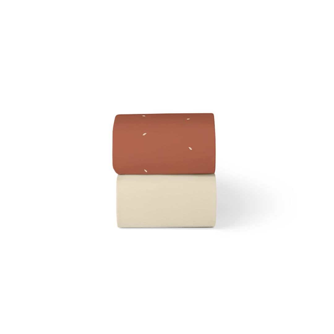 Little Green Sheep Organic Moses Basket Fitted Sheets in Terracotta with Linen Rice