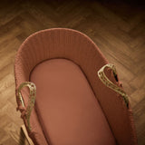 Little Green Sheep Organic Moses Basket Fitted Sheets in Terracotta with Linen Rice