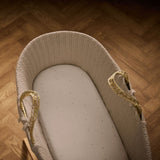 Little Green Sheep Organic Moses Basket Fitted Sheets in Truffle with Cocoa Rice