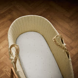 Little Green Sheep Organic Moses Basket Fitted Sheets in White with Truffle Rice