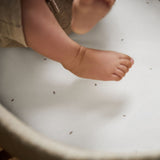 Little Green Sheep Organic Moses Basket Fitted Sheets in White with Truffle Rice