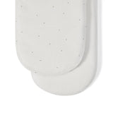 Little Green Sheep Organic Moses Basket Fitted Sheets in White with Truffle Rice