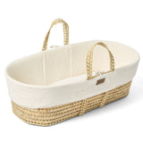 Little Green Sheep Cotton Muslin Moses Basket, Mattress & Natural Foldable Stand Ecru