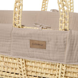 Little Green Sheep Cotton Muslin Moses Basket, Mattress & Natural Foldable Stand Truffle