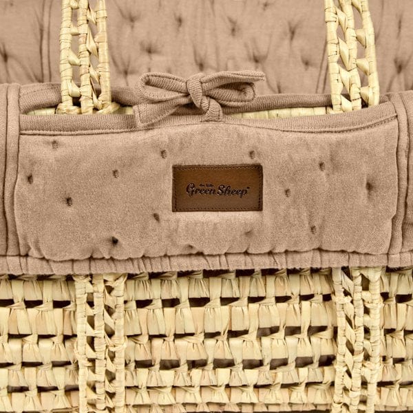 Little Green Sheep Organic Dimple Quilt Moses Basket, Mattress & Walnut Foldable Stand Truffle