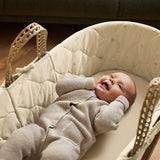 Little Green Sheep Organic Floral Quilt Moses Basket, Mattress & Natural Rocking Stand