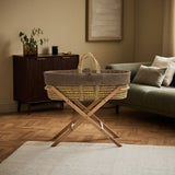 Little Green Sheep Organic Furrow Knit Moses Basket & Mattress Cocoa