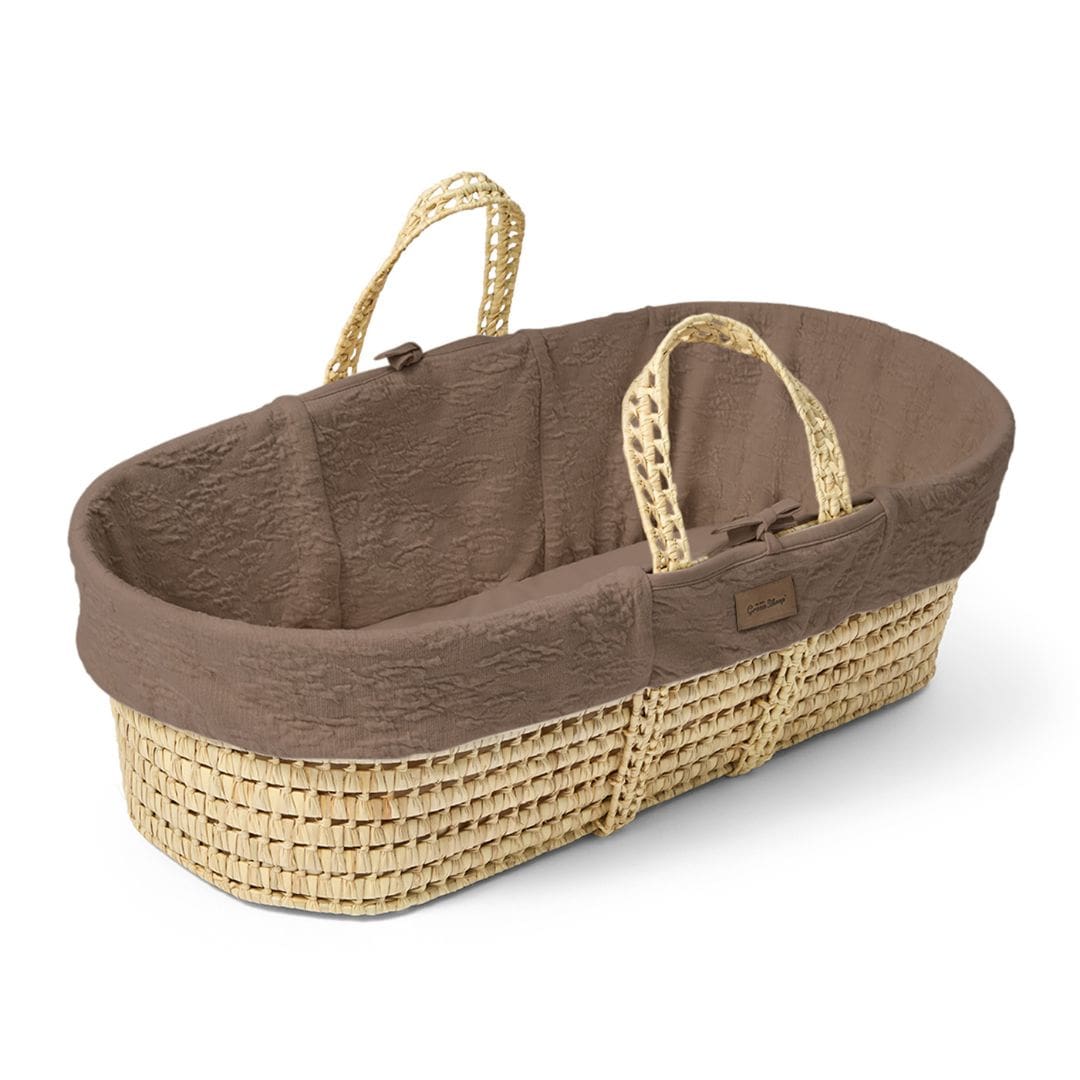 Little Green Sheep Organic Furrow Knit Moses Basket & Mattress Cocoa
