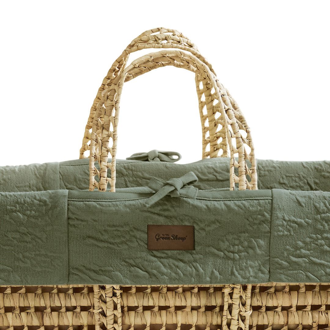 Little Green Sheep Furrow Knit Moses Basket Replacement Liner - Juniper