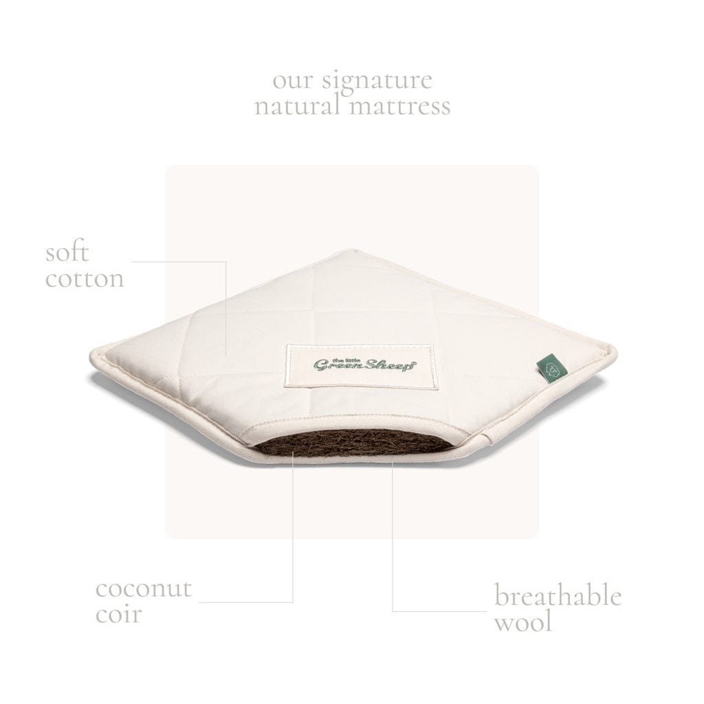 Little Green Sheep Cotton Muslin Moses Basket & Mattress Ecru
