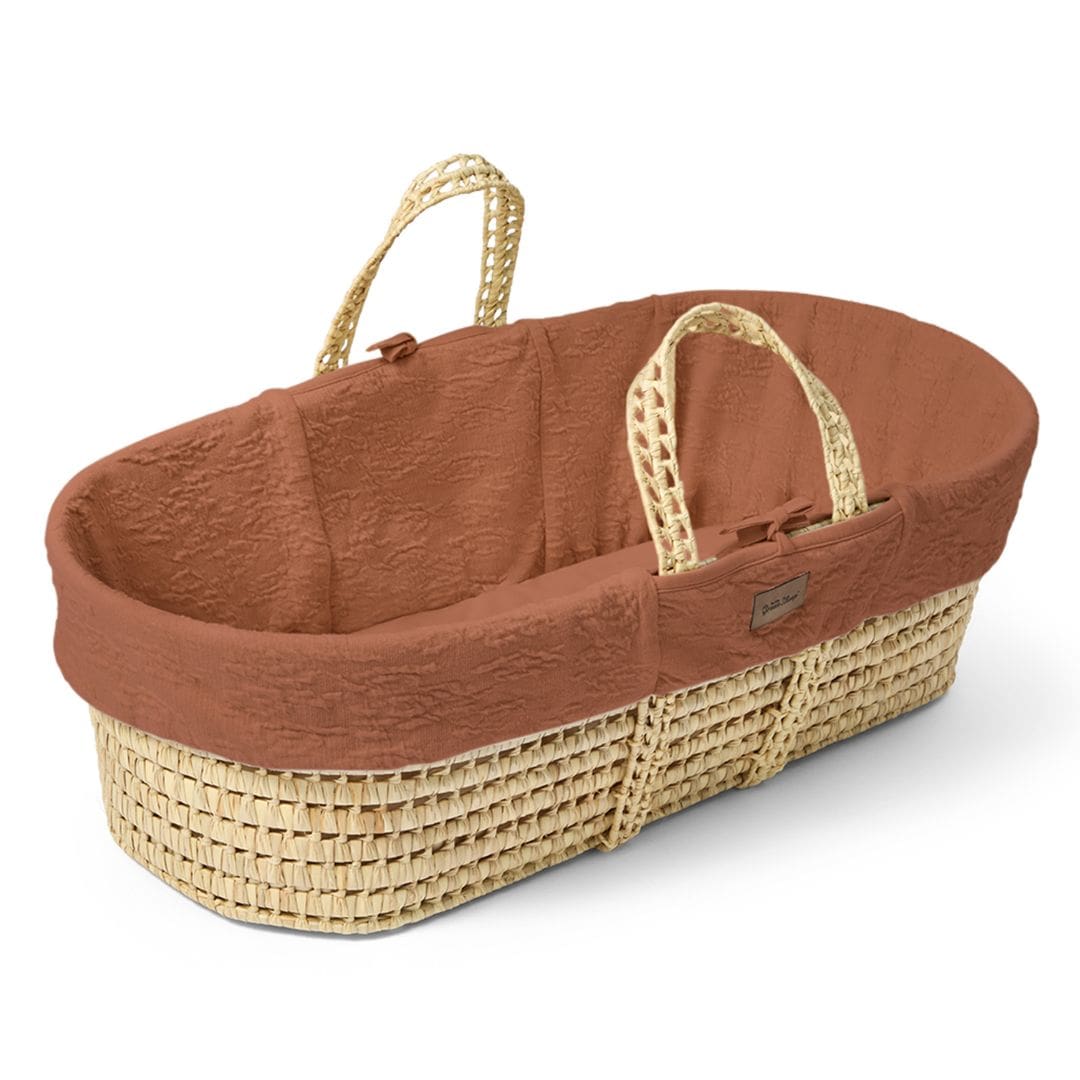 Little Green Sheep Organic Furrow Knit Moses Basket Replacement Liner - Terracotta