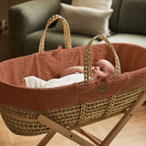 Little Green Sheep Organic Furrow Knit Moses Basket Replacement Liner - Terracotta