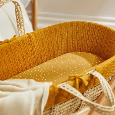 Little Green Sheep Organic Knitted Moses Basket & Mattress Honey