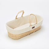 Little Green Sheep Organic Knitted Moses Basket, Mattress & Walnut Rocking Stand Linen