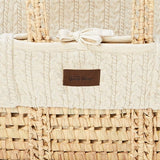 Little Green Sheep Organic Knitted Moses Basket, Mattress & Natural Rocking Stand Linen