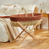 Little Green Sheep Organic Knitted Moses Basket & Mattress Terracotta