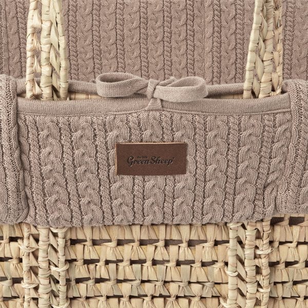 Little Green Sheep Organic Knitted Moses Basket & Mattress Truffle