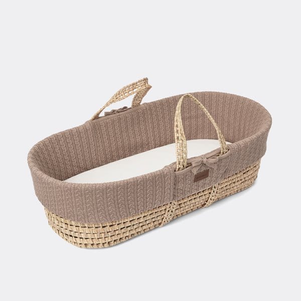 Little Green Sheep Organic Knitted Moses Basket & Mattress Truffle