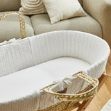 Little Green Sheep Organic Knitted Moses Basket & Mattress White