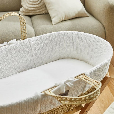 Little Green Sheep Organic Knitted Moses Basket & Mattress White