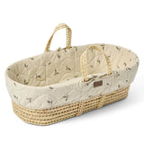 Little Green Sheep Organic Quilt Moses Basket, Mattress & Natural Rocking Stand with Leaves