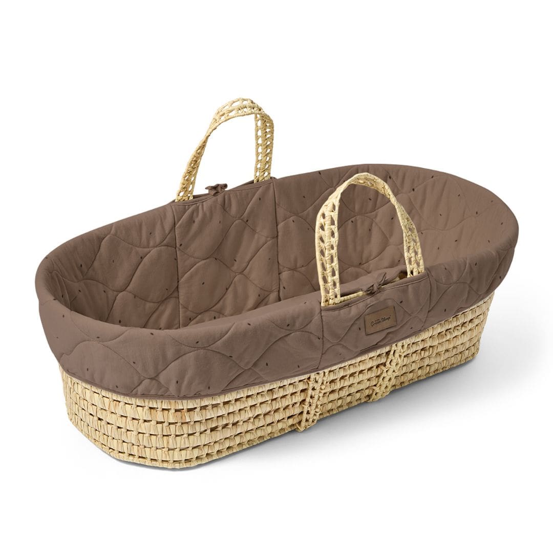 Little Green Sheep Organic Quilt Moses Basket & Mattress Cocoa with Ebony Rice