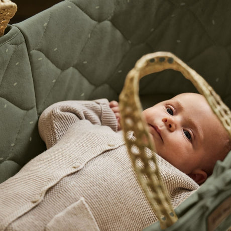 Little Green Sheep Organic Quilt Moses Basket & Mattress Juniper with Sage Rice