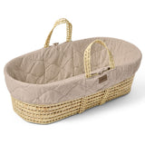 Little Green Sheep Organic Quilt Moses Basket, Mattress & Natural Rocking Stand Truffle with Cocoa Rice