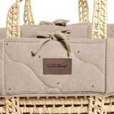 Little Green Sheep Organic Quilt Moses Basket, Mattress & Natural Rocking Stand Truffle with Cocoa Rice