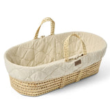 Little Green Sheep Organic Quilt Moses Basket, Mattress & Natural Rocking Stand Linen with Cocoa Rice