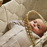 Little Green Sheep Organic Quilt Moses Basket, Mattress & Walnut Rocking Stand Linen with Cocoa Rice