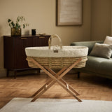 Little Green Sheep Organic Quilt Moses Basket & Mattress Linen with Cocoa Rice