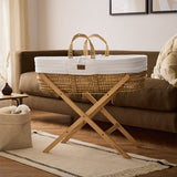 Little Green Sheep Organic Ripple Knit Moses Basket & Mattress White