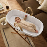 Little Green Sheep Organic Ripple Knit Moses Basket & Mattress White