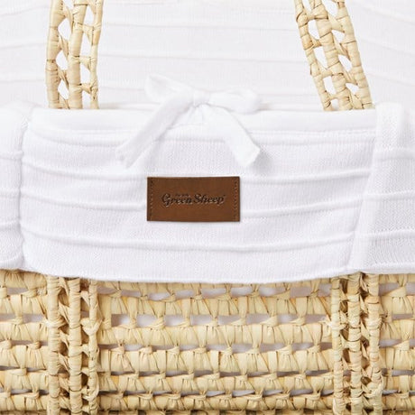 Little Green Sheep Organic Ripple Knit Moses Basket & Mattress White