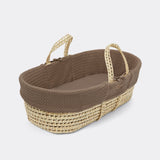 Little Green Sheep Organic Wheat Knit Moses Basket, Mattress & Walnut Rocking Stand Cocoa