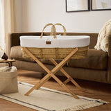 Little Green Sheep Organic Wheat Knit Moses Basket & Mattress White