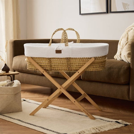 Little Green Sheep Organic Wheat Knit Moses Basket & Mattress White