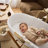 Little Green Sheep Organic Wheat Knit Moses Basket & Mattress White