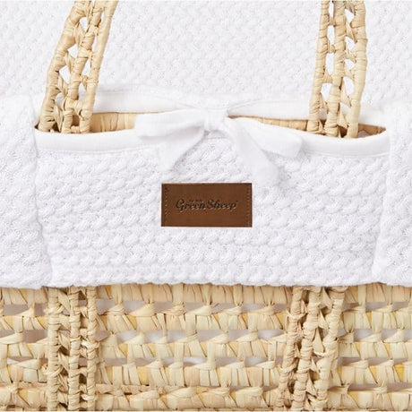 Little Green Sheep Organic Wheat Knit Moses Basket & Mattress White