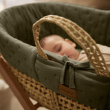 Little Green Sheep Organic Dimple Quilt Moses Basket & Mattress Juniper