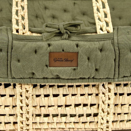 Little Green Sheep Organic Dimple Quilt Moses Basket, Mattress & Natural Rocking Stand Juniper