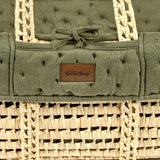 Little Green Sheep Organic Dimple Quilt Moses Basket, Mattress & Walnut Foldable Stand Juniper